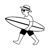 夏 ハワイ 男 サーファー シール ステッカー カッティングステッカー ぱんだ サーフボード サマー summer 車 ハワイアン 海 南国 動物 アニマル イベント 店舗 施設 オフィス 賃貸 ドア 扉 床 壁 入口 窓 フロア ガラス 屋外 光沢タイプ・防水 耐水・屋外耐候3～4年 (黒, 75mm)