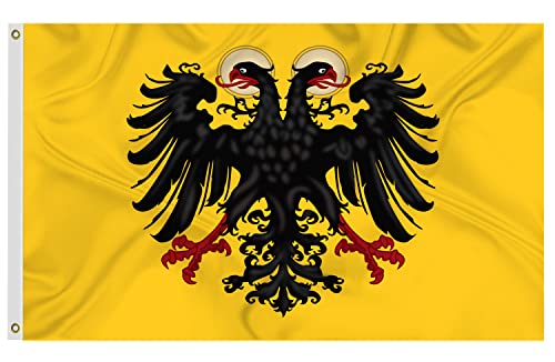 Flagge des Heiligen Römischen Reiches, 90 x 150 cm, aus glänzendem Stoff, Seide, lebendige Farben und lichtbeständig, doppelt genäht, bedruckt, Königreich, Deutschland, Dekoration, Geschenk, Hof,