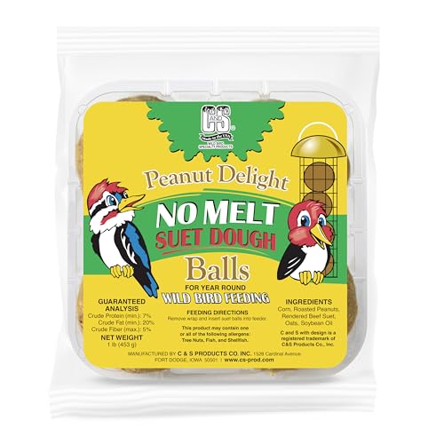 C&S Peanut Delight No Melt Dough Balls for Wild Birds Including Woodpeckers and Blue Jays Pack of 4
