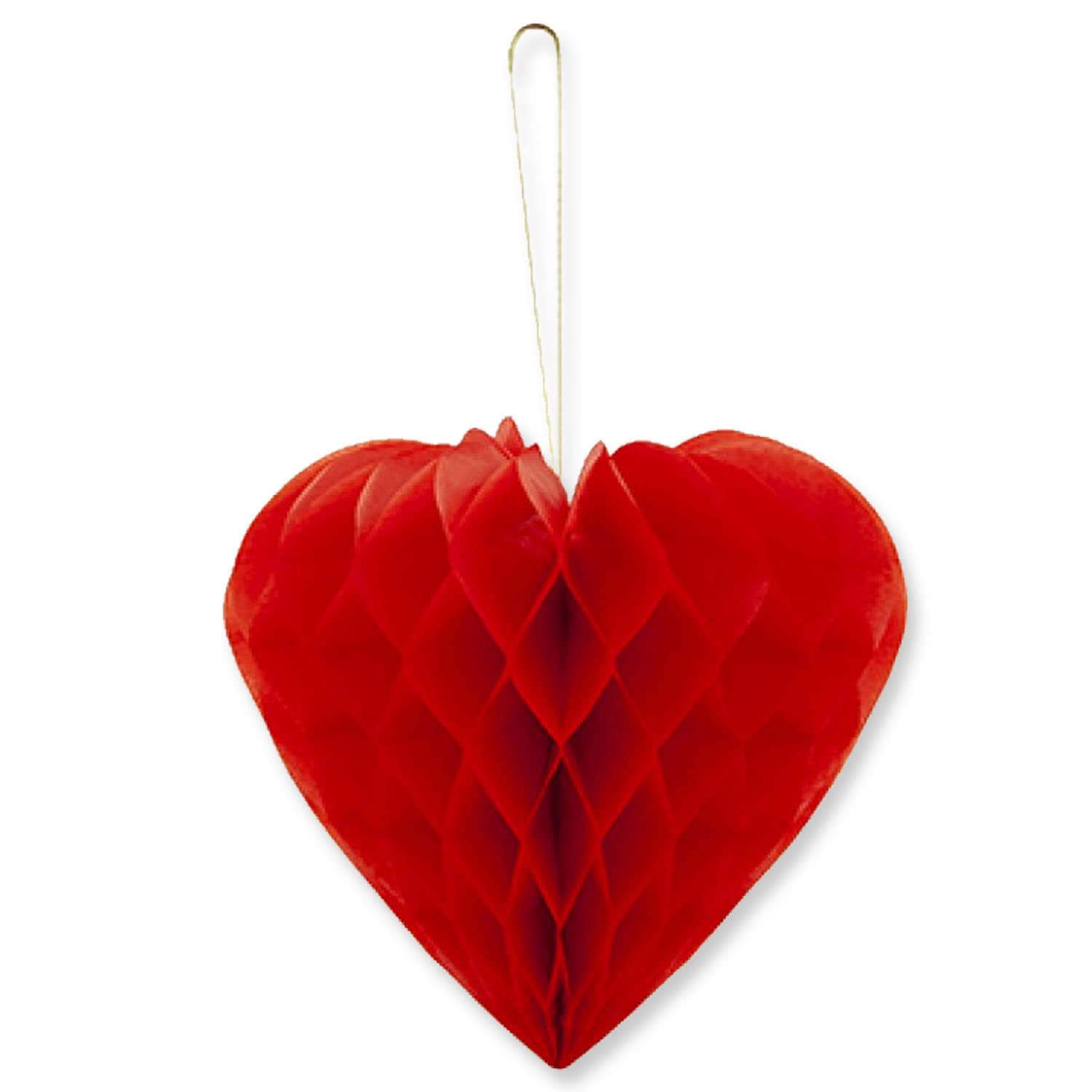 AKH® Red Honeycomb Love Heart | 9"/ 23cm | Hanging Paper Valentines Decoration | Valentine's Day Red Hanging Honeycomb Hearts Balls Poms for Wedding Valentine Anniversary Party Supplies
