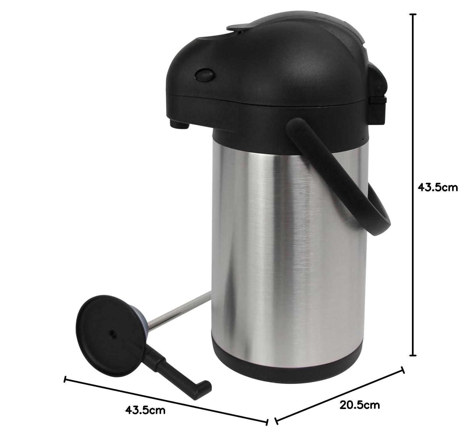 METRO Professional Jarra Térmica con Dispensador, Acero Inoxidable 18/8, 20.5 x 17.5 x 43.5 cm, 5 L, Plateada