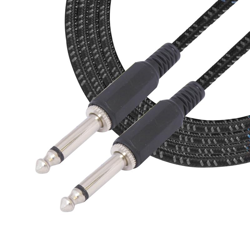 MX P‑38 30 cm Mono Right-Angle Guitar Patch Cable – TS Male-to-Male Pancake Instrument Cable for Pedalboards, Black, 6.35 mm Mono Audio Cable - 5 MTR