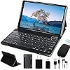 FACETEL 10 inch Tablet Android Tablet with Keyboard 2 in 1 Tablet 4GB RAM 64GB ROM TF 128 GB, 8000mAh, FHD, Dual Camera, WiFi Bluetooth Tablet with Mouse, Grey