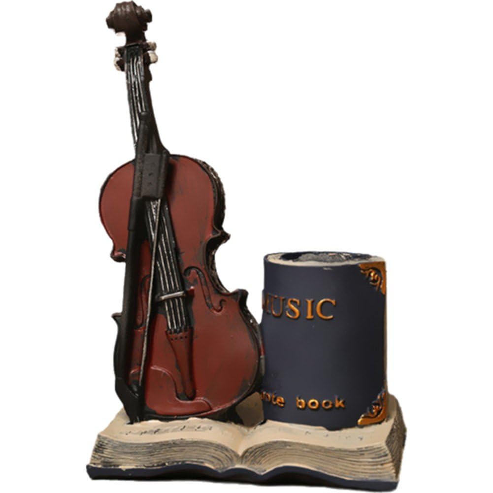 Porte-stylo violon et organiseur de bureau original pour pot à crayons musical