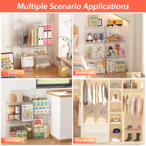 Image of Acrylic Box Transparent for Collectibles, 3 Layer Figure Display Box with Magnetic Door, Stackable Figurine Display Shelf Box for Figures