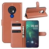 HualuBro Nokia 7.2 Hülle, Nokia 6.2 Hülle, Premium PU Leder Stoßfest Klapphülle Schutzhülle HandyHülle Handytasche Wallet Flip Hülle Cover für Nokia 7.2 / Nokia 6.2 Tasche (Braun)