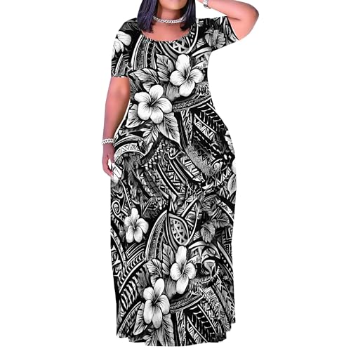 Image of PinkPatty Plus Size Maxi Dress for Women Summer Casual Short Sleeve Tshirt Dresses with Pockets (XL-6XL)