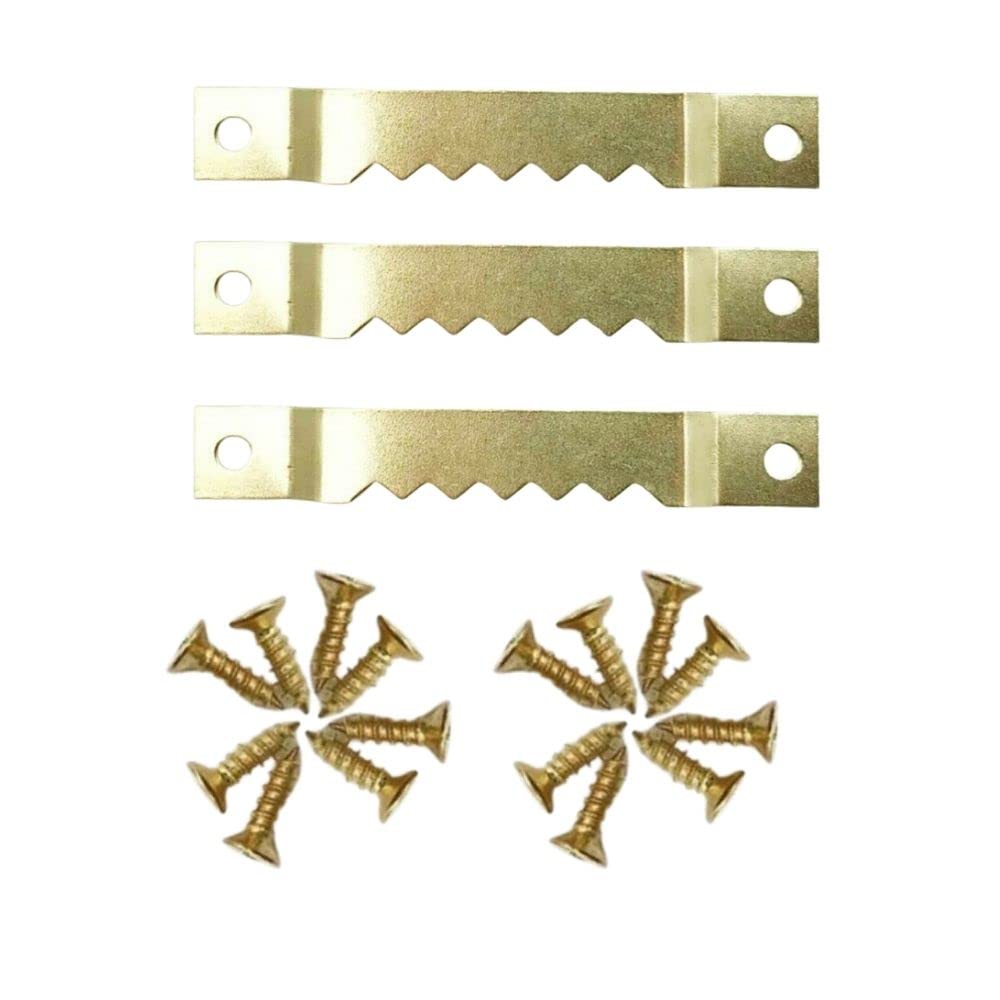 Sisi Uk Brass Saw Tooth Hangers Picture Hanging Fixing Screw In Double Hole Hanger Hooks With Screws For Art Photo Canvas Wall Mounting Pack Of 10 (63Mm)