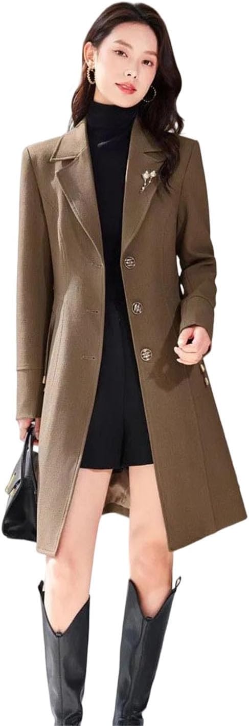 Women End Female Coat Long Slim Trench Coat For England Single Breasted Larger Size Outwear