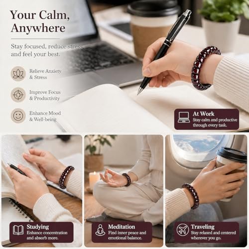 Image of Fidget Bracelet Fidget Adults Anxiety Relief Items Bodhi Beads Jewelry Stretch Sensory Beaded Bracelets for Women Men Christmas Stocking Stuffers
