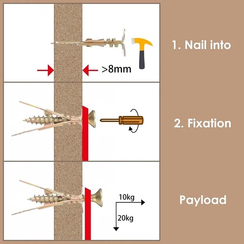 50Pcs Self Tapping Screws Self Drilling Anchors Screws Drywall Anchors Easy Application for Gypsum Plasterboard Dowel