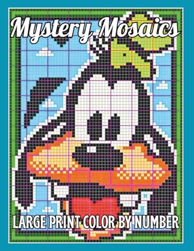 Large Print Mystery Mosaics Color by Number: Easy Dazzling Animals 100 Page Pixel Art Coloring Book for Adults and seniors, Color Quest Challenges Book (Mystery Mosaics Animal Color By Number)