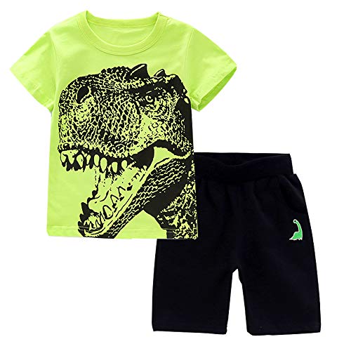 Image of Toddler Boy Clothes Cartoon Cotton Summer Short Sleeve T-Shirt and Shorts Kids Outfit Set 2-7 Year