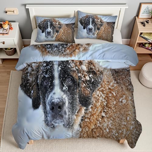Housse de couette chien Saint-Bernard 3 pièces en microfibre douce zippée - 4