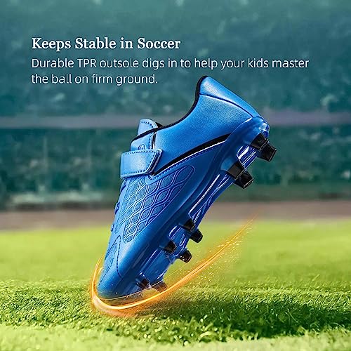 Boys Girls Soccer Cleats - Laceless Kids Football Shoes - Outdoor Firm Ground3