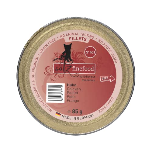 catz finefood Katzenfutter nass feine Filets No. 403 Huhn in Jelly - getreidefreies Nassfutter für Ihre Katze ohne Zucker - Katzennassfutter vom Feinste in Gelee, 85 g (12 er Pack)