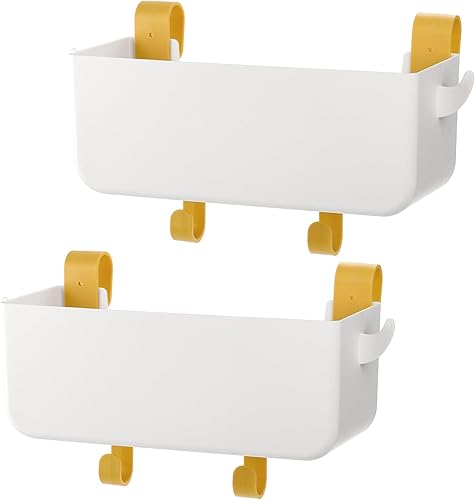 yarlung Paquete de 2 organizadores de mesita de noche colgantes, estante de litera, cesta de almacenamiento de plástico con ganchos para dormitorio,