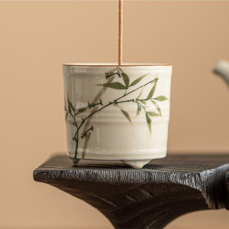 Porta incenso piccolo portaincenso in ceramica accessori per la cerimonia del tè cinese Bruciatore di incenso in linea retrò Bruciatore per aromaterapia dipinto a mano Bruciatore di incenso cascata