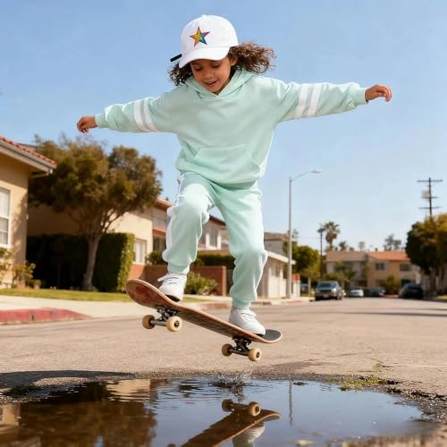 Image of 2025 Girls Sweatsuit Set Cute Hooded Sweatshirt & Jogger Pants with Pocket Casual Outfuts Set