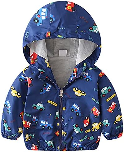 EISHOW Toddler Baby Boys Girls Hooded Jacket Windbreaker Lightweight Dinosaur Print Coat Long Sleeve Windproof Trench Outwear