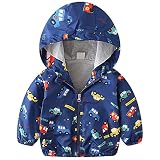 EISHOW Toddler Baby Boys Girls Hooded Jacket Windbreaker Lightweight Dinosaur Print Coat Long Sleeve