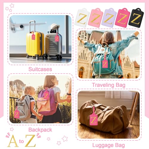 Image of Personalized Initial Letter Luggage Tags for Suitcases,Suitcase Identifier Baggage Tag,Cute Travel Luggage Tags,Best Gift Wedding Birthday for Couples Honeymoon Friend Family Vacation(Rosered Z)