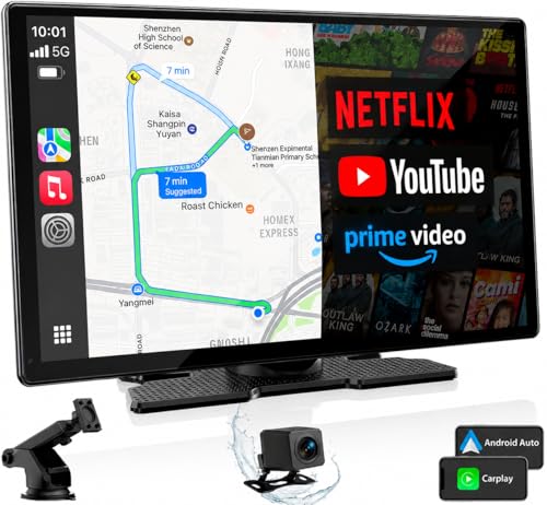 Image of Cason 9 inch Wireless CarPlay Screen with Net-Flix,You Tube Apps,Car Android Player with Rear Camera,CarPlay and Wireless Android Auto Bluetooth,Plug & Play IPS LED Display Screen with GPS, Bluetooth
