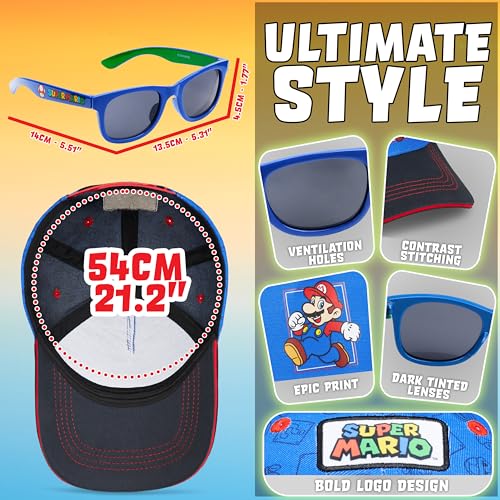 Image of Get Trend Pokemon | Minecraft | Fortnite | Super Mario Kids Baseball Cap, Sunglasses Set UV Protection, Gamer Gifts for Boys