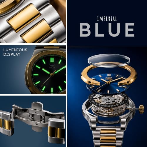 Image of Luxury Business Analog Quartz Watch for Men Sunburst Dial, Stainless Steel Strap, Date Display, Luminous Hands & Water Resistant (Blue)
