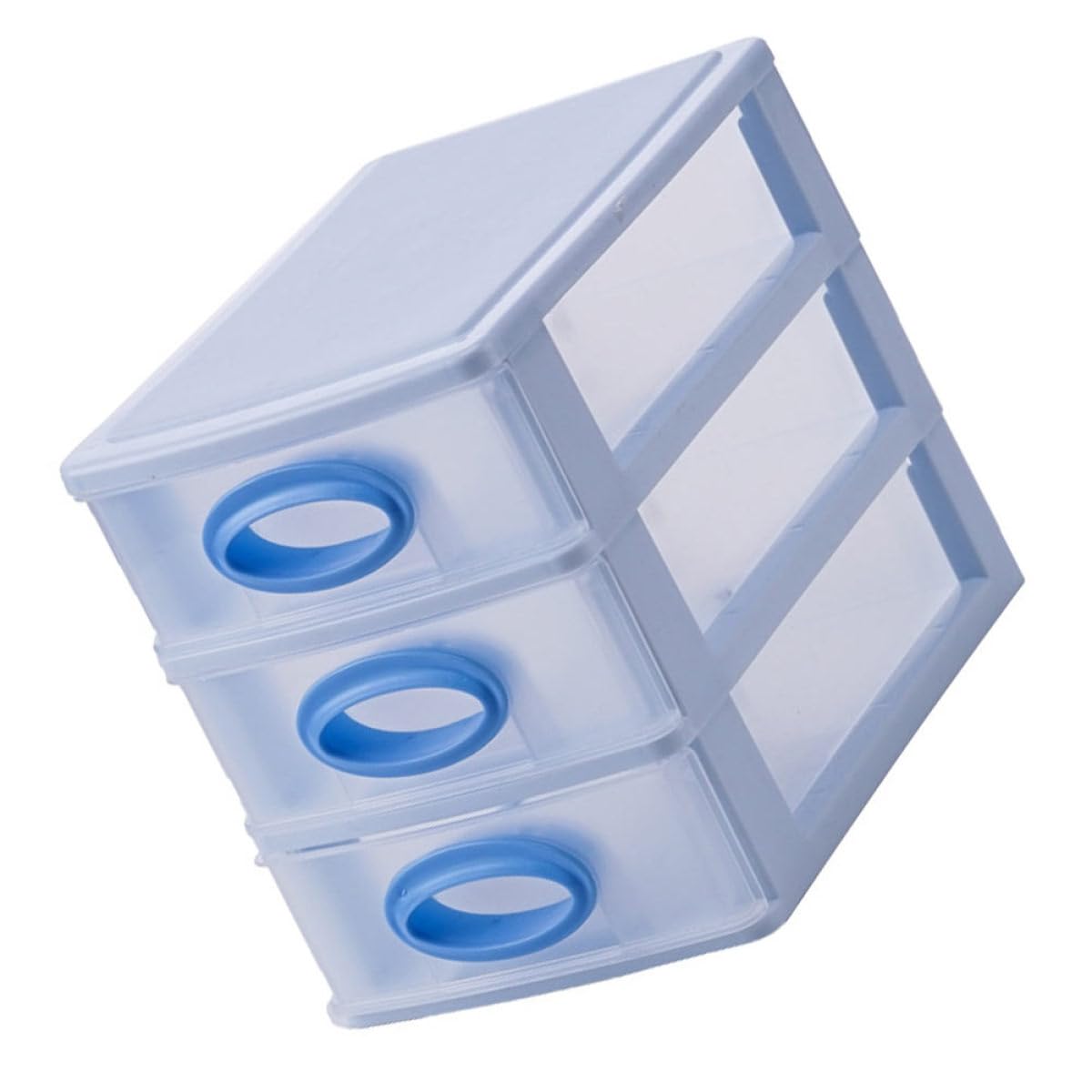 Boîte rangement plastique bleue anti-désordre avec tiroir indépendant