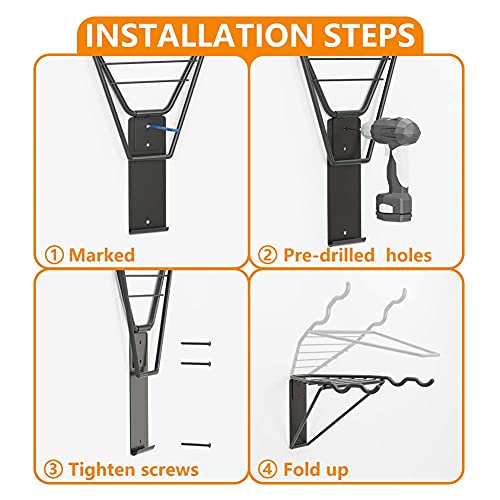 Torack Bike Storage Rack, 2 Bicycle Hanger, Mountain Bike Wall Mount, Foldable Horizontal Bike Holder, Bike Hook For Garage, Indoor Space Saving, Portable Bicycle Stand, Reinforced: Super Sturdy #TOP6
