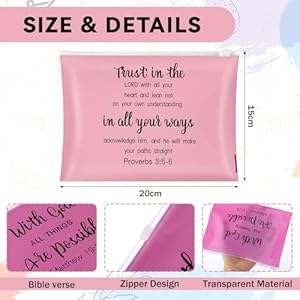 Kacctyen 100 Pieces Church Gift Cosmetic Bags for Women Bulk Inspirational Religious Plastic Christian Makeup Bags Toiletry Bag Gift Travel Mothers Day Church Religious Gift 787 x 591 Inch