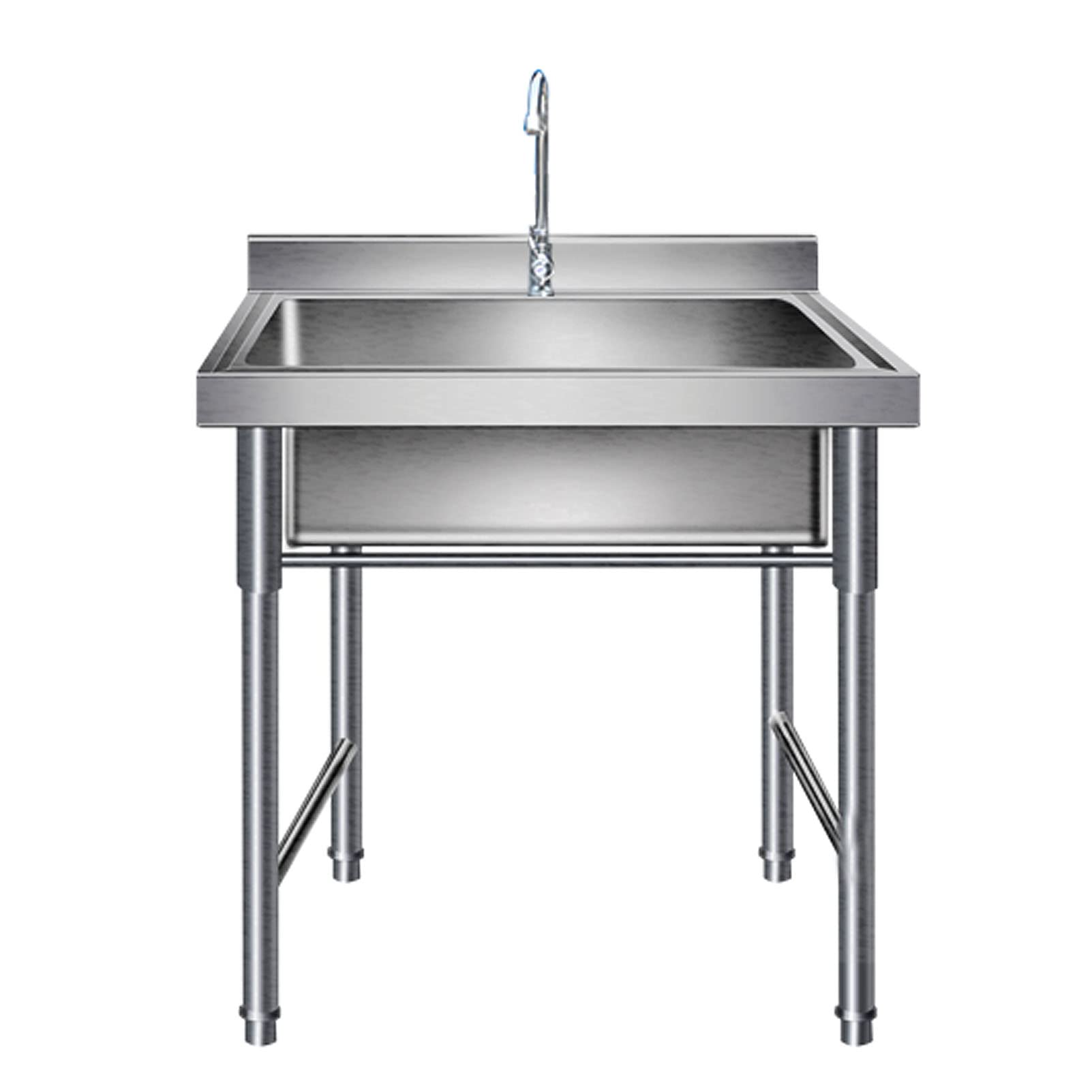 ZQFHSX Stainless Steel Sink for Washing with Faucet, Compartment Commercial Utility Restaurant, Kitchen, Bar, Outdoor