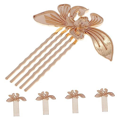 NULYLU 5個 蝶の花の櫛 hair clip hair pin ヘアコーム 髪の櫛 髪飾り 女性用ヘアアクセサリー 花髪箸 くし 女性のヘアアクセサリー ヘアサイドコーム 銅