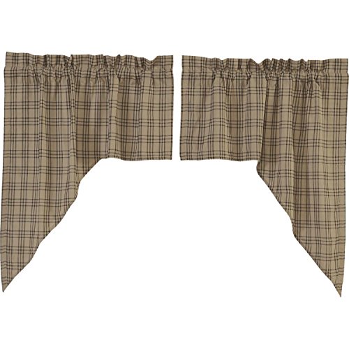 VHC-Brands-Farmhouse-Kitchen-Window-Curtains-Sawyer-Mill-Tan-Swag-Pair-One-Size-Charcoal-Black VHC Brands Farmhouse Kitchen Window Curtains Sawyer Mill Tan Swag Pair One Size Charcoal Black