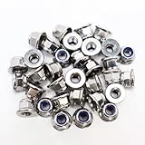 M6x1mm DIN6926 Flange Nylon Lock Nuts 30 Pack 304 Stainless Steel Hex Locknuts Full Thread for Industrial Construction Fasteners