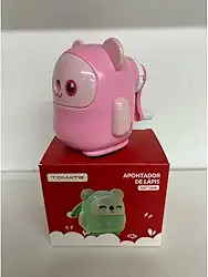 Apontador de Lápis Infantil, Formato de Animal, Mecânico Manual, Rosa