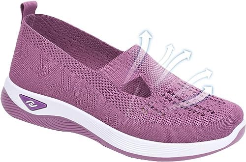 Stafeny Orthopedische damesschoenen, schoenen zonder vetersluiting, dames, outdoor, wandelen, ademende orthopedische schoenen, Purper, 38 EU