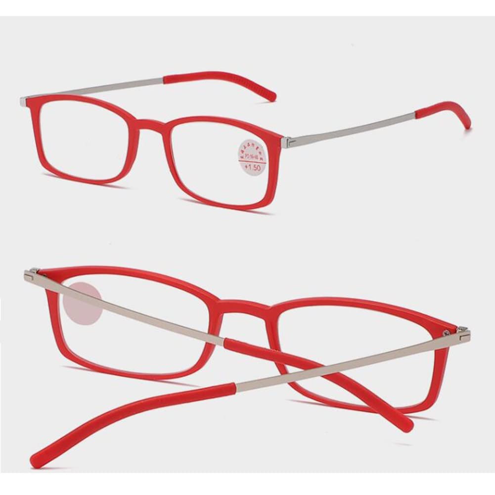 Kompaktowe Przenośne Okulary Do Czytania Dla Mężczyzn I Kobiet, Z Metalową Obudową/Red/2