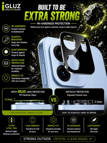 Image of iGluz Compatible with OnePlus Nord CE 6 5G Camera Lens Protector (1 Pack) | Premium 9H Tempered Glass Camera Guard | Ultra Clear HD | Scratch Resistant | Case Friendly Fit | Bubble Free Easy Installation