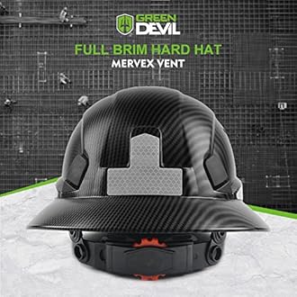 GREEN DEVIL Full Brim Hard Hat Vented Construction Safety Helmet OSHA Approved Cascos De Construccion ABS Work Hardhat for Men&Women 6 Point Adjustable Ratchet Suspension Custom Pattern Design