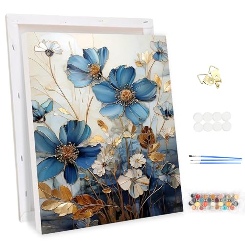MEIYUDA Peinture par Numero Adulte avec Cadre, Fleur de lotus DIY Peinture à l'huile par Numéros sur Toile Artisanat avec Pinceaux Peintures Acryliques,...