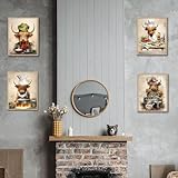 MOCVSWO Funny Cow Canvas Wall Art,Humorous Brown Highland Cows Cooking Enticing Food Kitchen Pictures,Suitable For Kitchens And Bedrooms Animal Art Prints Set Of 4 (8”x10”Inches,Unframed). - Image 4
