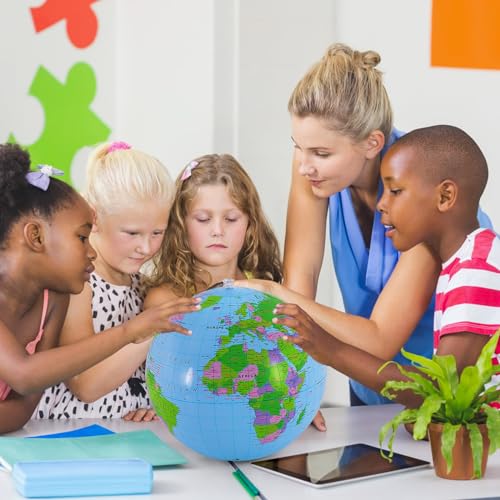 image for YOTHORN 4 Pcs Inflatable Globe,16 Inch Blow up World Globe Beach Ball,