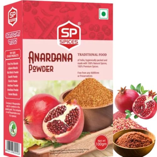 Image of SP Spices Kashmiri Mirch, Chaat Masala, Amchur, Ginger Powder & Kasoori Methi Combo Pack | Premium Indian Spices | Perfect for Cooking, Snacks, Chaat, Curries , vegetables & Marinades (100g Anardana Powder)
