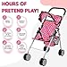 fash n kolor® - Doll Stroller My First Baby Doll Strollers Toy - Flower Design with Basket in The Bottom- Doll Accessories 2 Free Magic Bottles Included (Polka Dot)