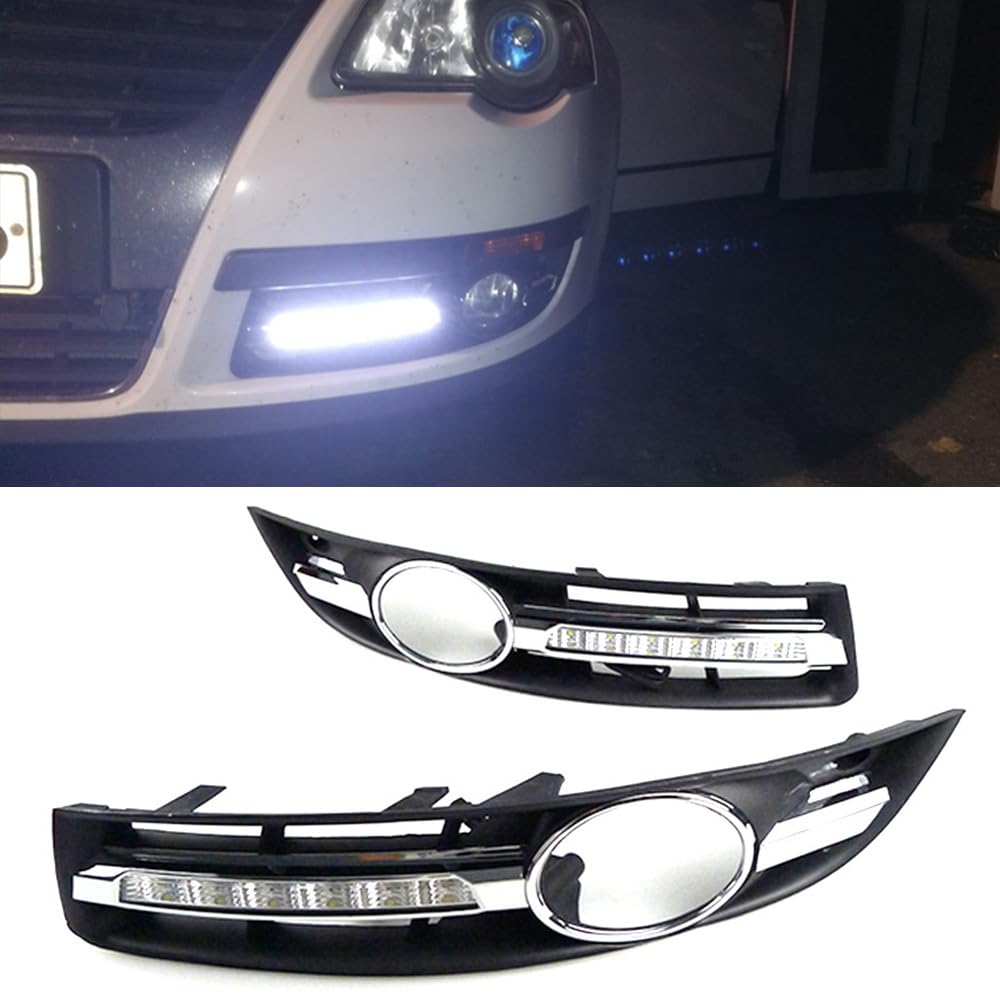 BAKUGO 2 Stück Auto Tagfahrlicht Nebelscheinwerfer Blinklicht Für VW Magotan Passat B6 2007 2008 2009 2010 2011
