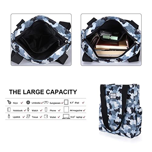Image of KAMO Floral Tote Bag - Waterproof Lightweight Handbags Travel Shoulder Bag for Hiking Yoga Gym Swimming Travel Beach