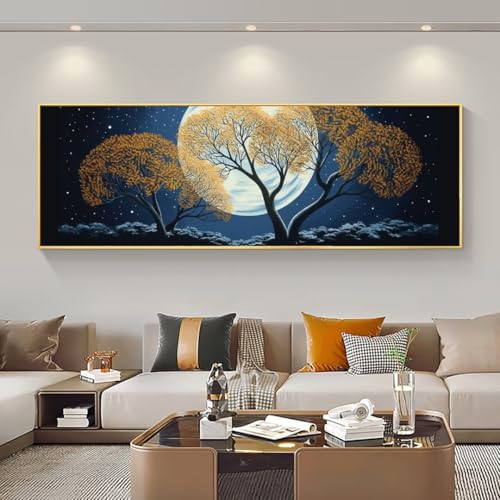 5D Kit Completo Pintura de Diamantes Árbol De La Luna Grande Diamond Art Mosaico Artesanía Kit, 5D Diamond Painting Pedrería Diamond Painting Accesorios, para Decor Hogar 95x280 cm/38x111 Inch M-610