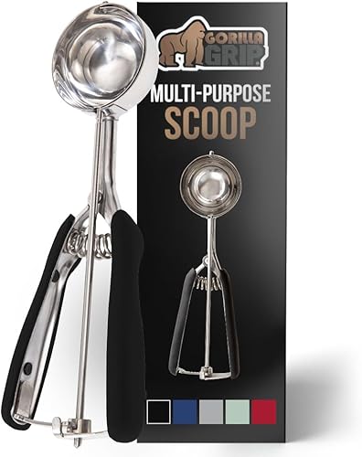 Gorilla Grip - Cuchara con resorte de acero inoxidable de alta calidad, para frutas, galletas y helados, cuchara mediana talla 24 de 3 cucharadas,